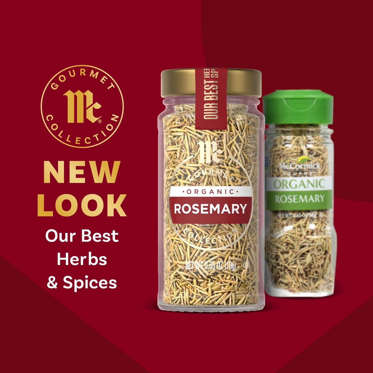 McCormick Gourmet Collection Rosemary, Organic, Non GMO, Kosher, Our Best Herbs & Spices, For Desserts, Bread, Beverages, Grilled or Roasted Meats