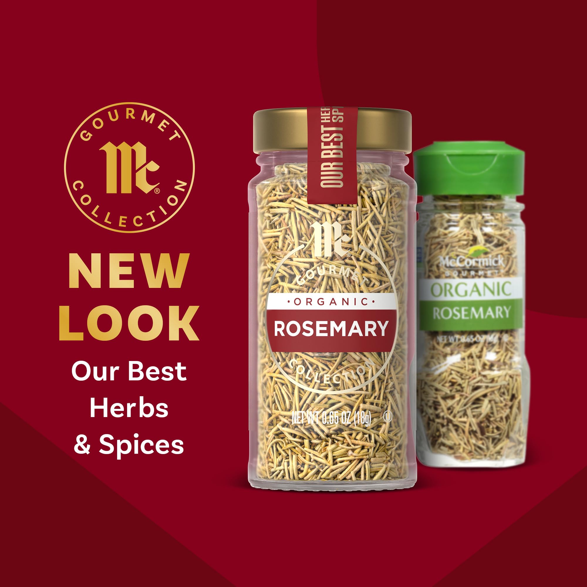 McCormick Gourmet Collection Rosemary, Organic, Non GMO, Kosher, Our Best Herbs & Spices, For Desserts, Bread, Beverages, Grilled or Roasted Meats