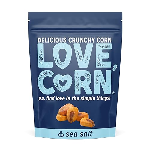 LOVE CORN Sea Salt - Crunchy Roasted Corn Snack, 3 Simple Ingredients, Gluten Free, Non-GMO, Zero Sugar, Vegan, Plant Based- Alternative to Chips