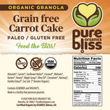 Pure Bliss Organic Grain Free Granola (Carrot Cake) Paleo Friendly, Gluten Free, Vegan, Best-Tasting, Non-GMO, Low Carb Snack, All Real Super Food