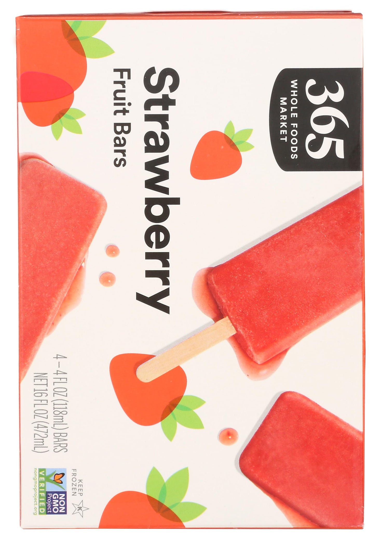 365 by Whole Foods Market, Strawberry Fruit Bars, 4 fl oz, 4 ct, (Frozen)