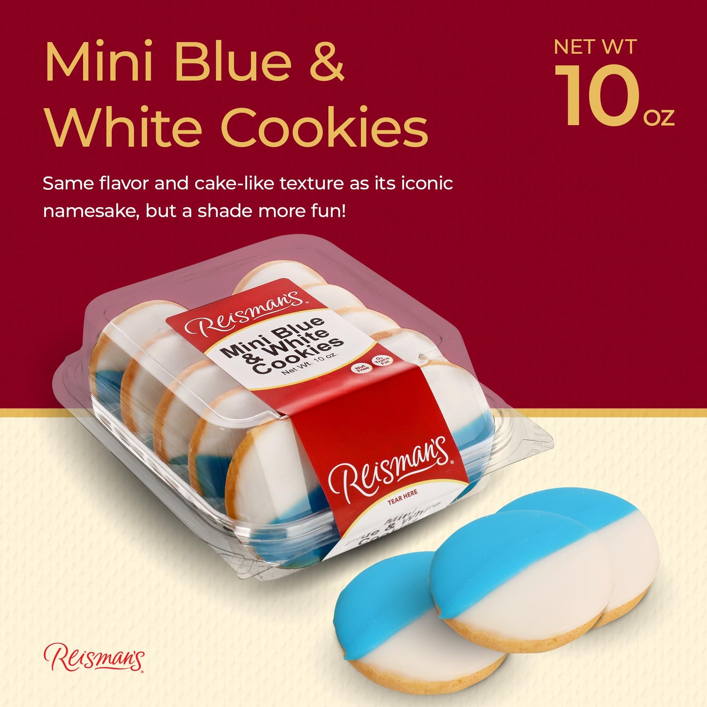 Mini Blue and White Gift Box | Snack Cookies Bakery Fresh | Gourmet Cookies Pack For Holidays And Birthdays | Nut-Free & Dairy-Free | 10 oz |