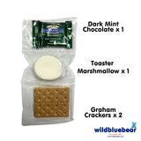 WBB | SMORES KIT STRIP | Individually packaged set : Graham Crackers, Marshmallow, Chocolate | Make delicious smores (25 sets) (Dark Mint)