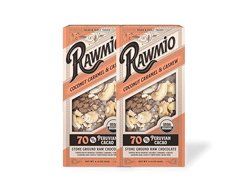 Rawmio Coconut Caramel & Crushed Cashew Bark - 2.12 oz. - Raw, Organic, Vegan, Kosher - Pack of 2