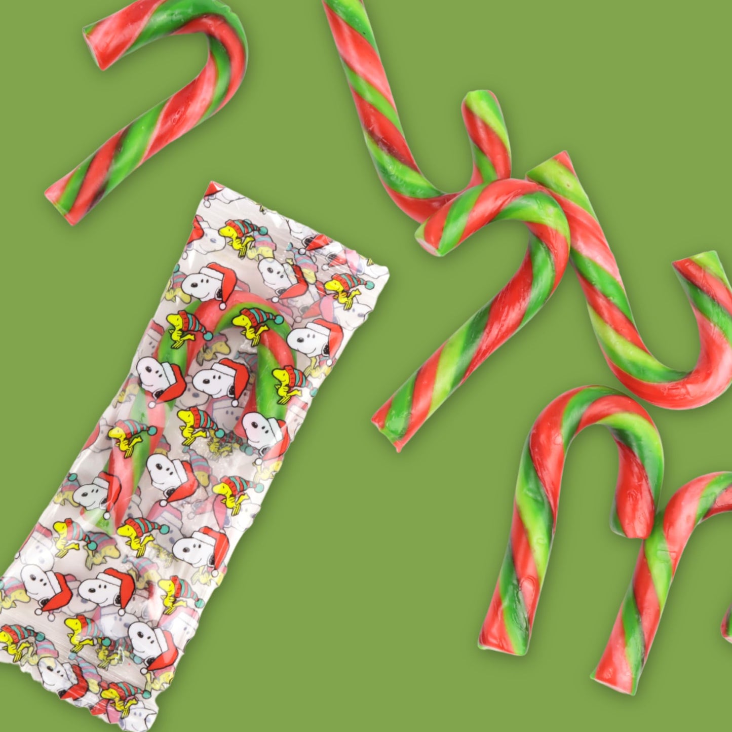 Mini Candy Canes, Cherry Flavored, Peanuts Individually Wrapped Christmas Candies, 50 Count