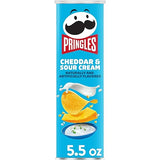 Pringles Potato Crisps Chips, Lunch Snacks, On-The-Go Snacks, Cheddar and Sour Cream, 5.5oz Can (One Can)