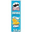 Pringles Potato Crisps Chips, Lunch Snacks, On-The-Go Snacks, Cheddar and Sour Cream, 5.5oz Can (One Can)