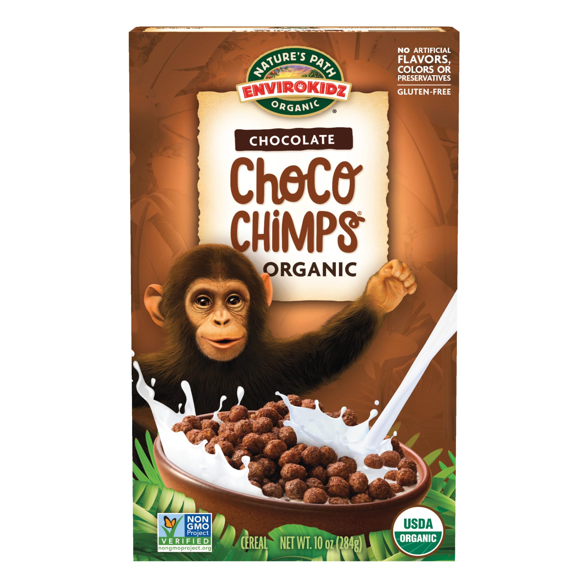 EnviroKidz Organic Choco Chimps Cereal, 10 oz (Pack of 12), Chocolate, Gluten Free, Non-GMO, Fair Trade, by Nature's Path