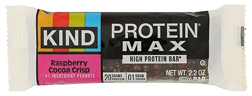 KIND Protein MAX, Keto Friendly High Protein Snack Bar, Low Sugar, Zero Added Sugar, 20g Protein, Raspberry Cocoa Crisp, 1 Bar