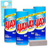 Ajax Powder Cleaner with Bleach Powder 21 oz | Scratch-Free | 4 Pack with Pumice Stick (84 Oz Total) Ajax Bathroom Cleaner 5 Piece Set