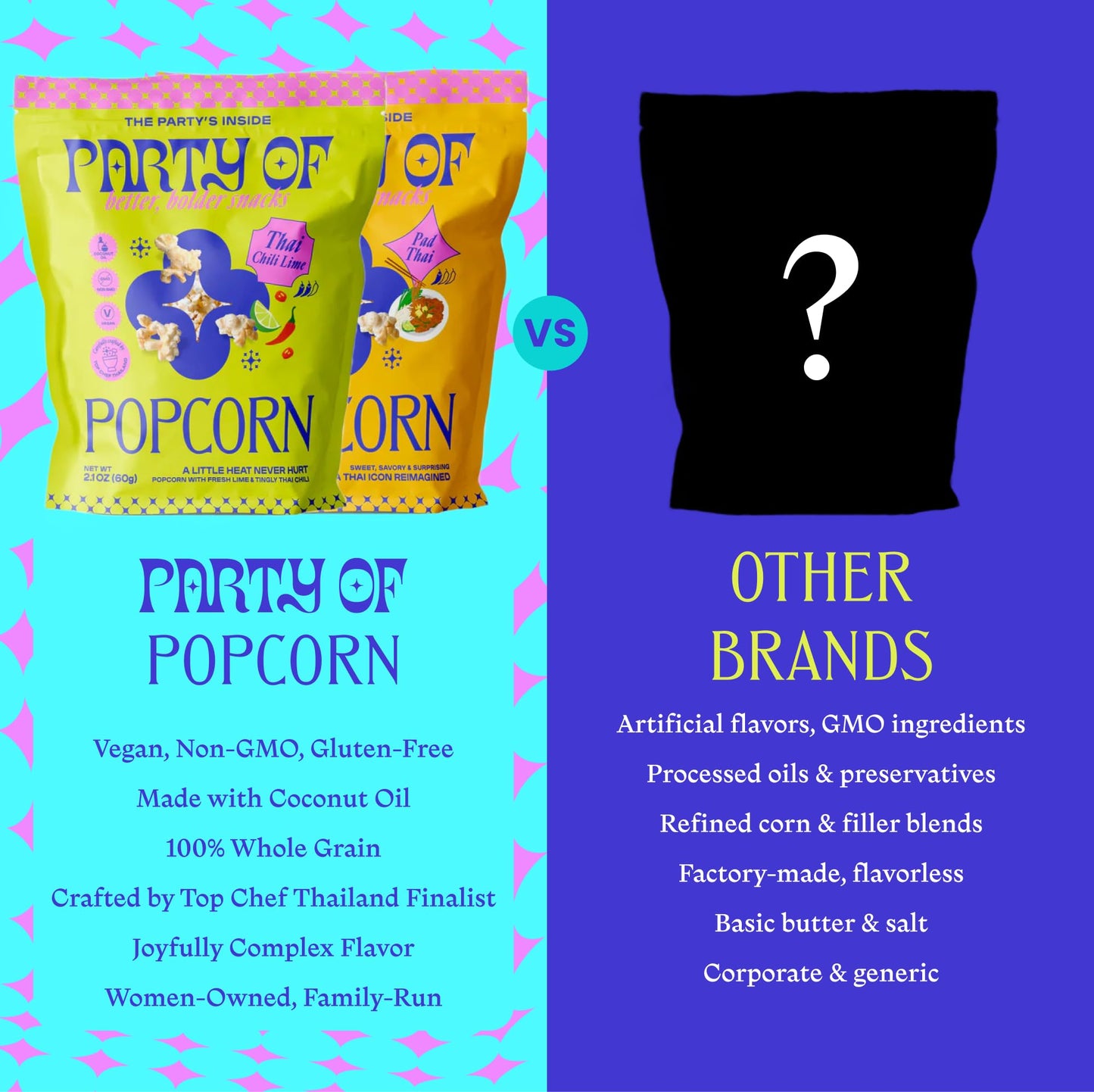 Party Of Thai-Inspired Popcorn Variety Pack - 6 Chili Lime + 6 Pad Thai Mini Size Bags - Bold, Tangy, Spicy, and Savory Flavored Popped Popcorn Snack