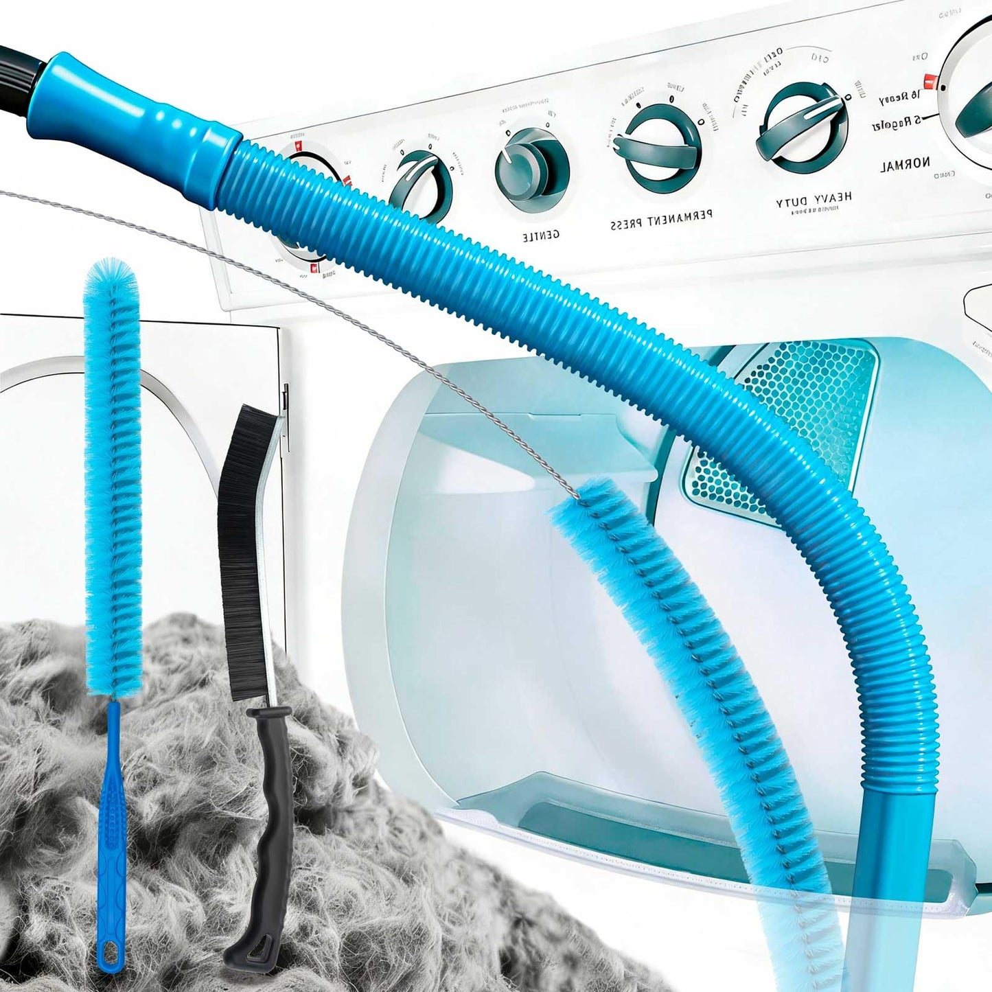 Dryer Vent Cleaner Kit,Lint Trap Cleaning Tool with Vacuum Hose Attachment for Washer Dryer-Includes Dryer Lint Brush,Vent Cleaning Hose,and Air