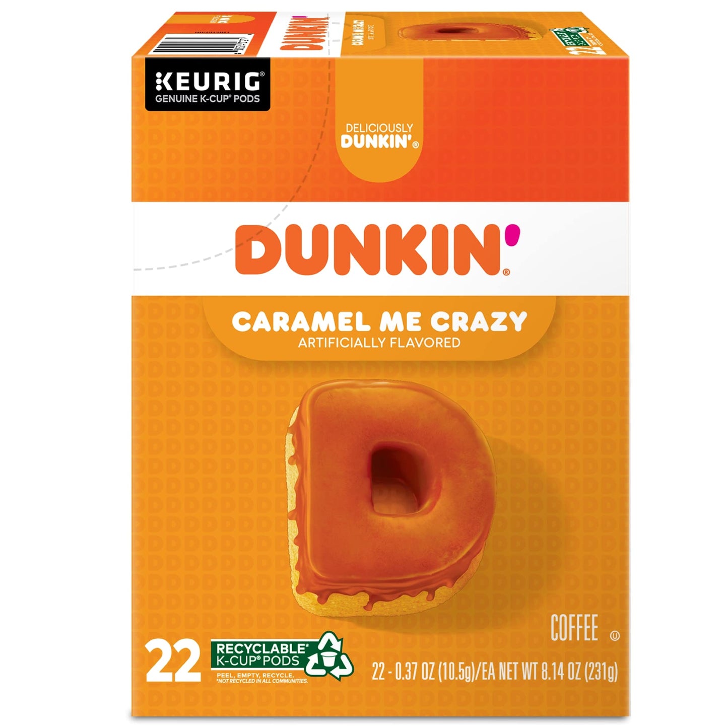 Dunkin' Donuts Coffee K-Cup® Pods, Caramel Me Crazy, Medium Roast, Box Of 22 Pods