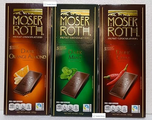 Moser Roth Chocolate - Variery pack: Dark Chili+ Dark Mint+ Orange Almond