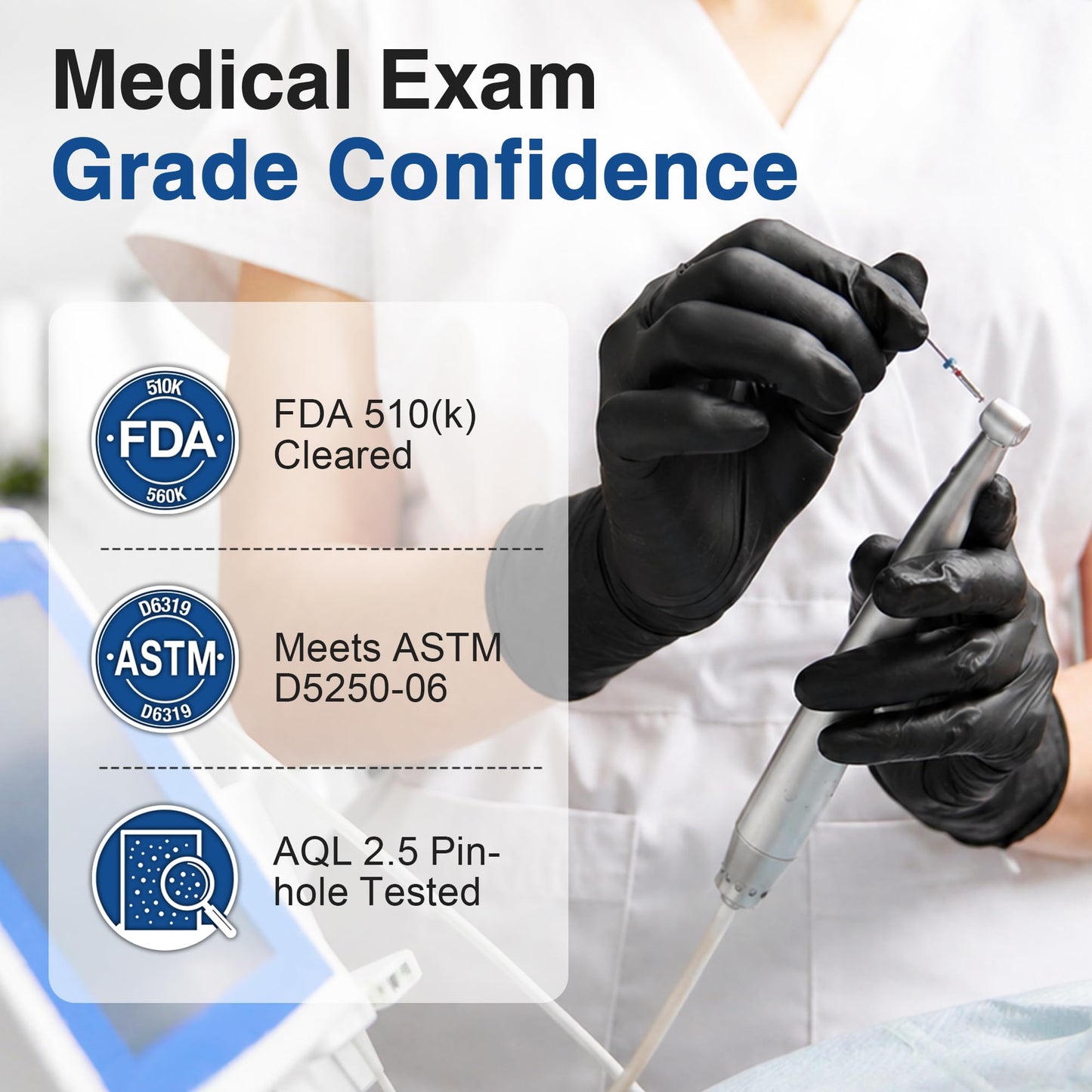 Schneider Black Vinyl Exam Gloves, 4mil, Disposable Latex-Free, Plastic Gloves for Medical, Cooking, Cleaning, and Food Prep, Sizes Medium