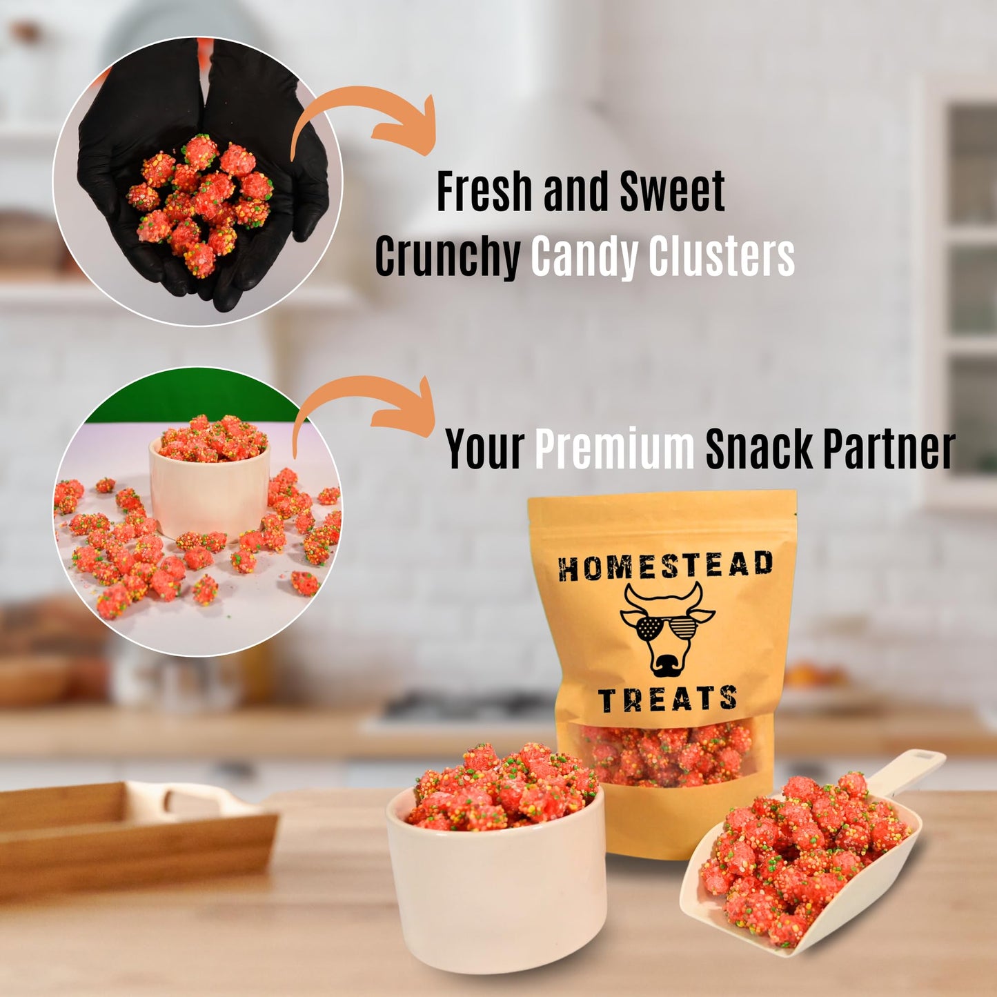 Homestead Treats Candy Crunch Clusters - Sweet & Crunchy Delight Freeze Dried Candy - Perfect for Snacking & Gifting - Freshly Made & Packed in the