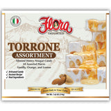 Flora Foods Assorted Italian Torrone - 18 Almond Honey Nougat Pieces - Vanilla, Lemon & Orange Flavors - Less Than 60 Calories Each - Made in Italy