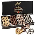 Asher's Chocolates, Chocolate Covered Pretzels Gift Box Basket, Holiday Assortment of Pretzels, Twelve Decorative Pretzels for Gifting, Small Batches