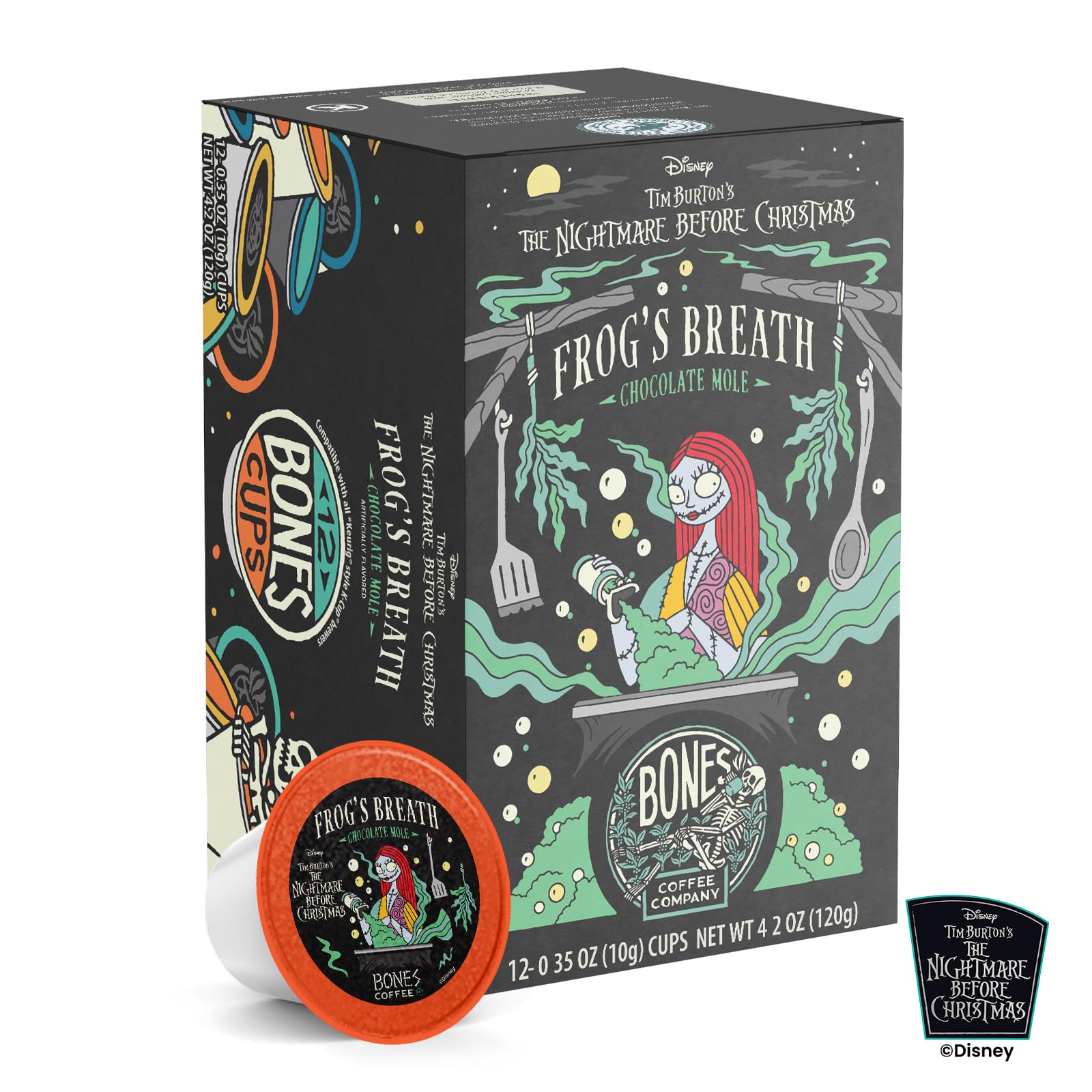Bones Coffee Company Frog's Breath, Chocolate Mole Flavored Coffee Pods, Low Acid Medium Roast Single-Serve Bones Cups for K-Cups Brewers Coffee Maker