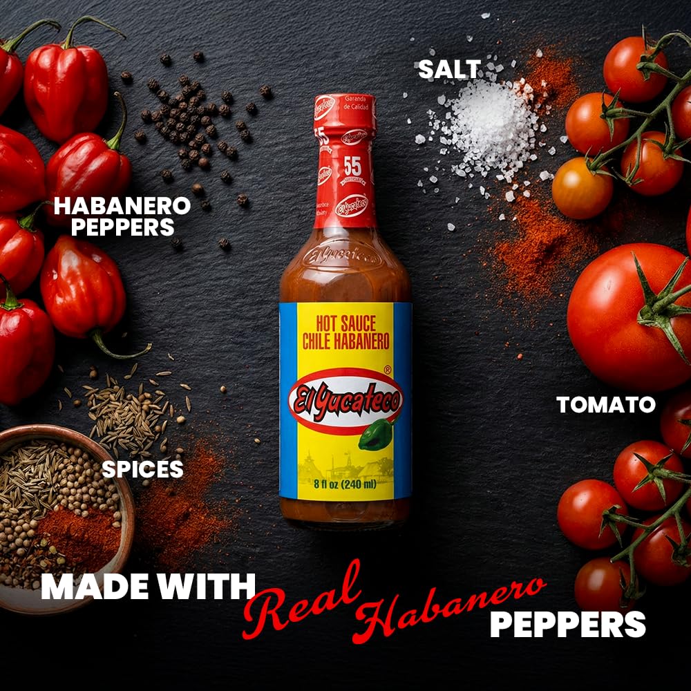 El Yucateco Red Habanero Hot Sauce, 8 fl oz