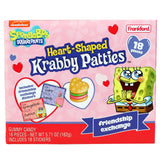 Valentines Krabby Patties 18 Count Exchange, Individually Wrapped Gummies with Cards for Gift Giving and Classroom