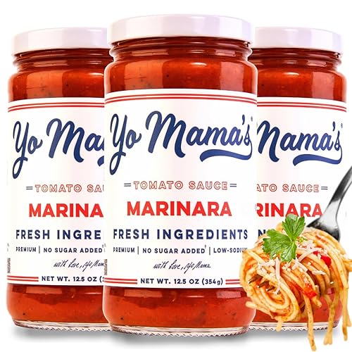 Yo Mama's Foods Keto Marinara Pasta Sauce - (3) 12.5 Ounce Jars - No Sugar Added, Low Carb, Low Sodium, Gluten Free, Paleo Friendly, and Made