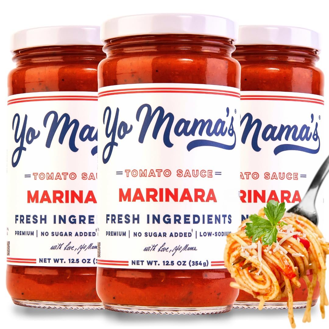 Yo Mama's Foods Keto Marinara Pasta Sauce - (3) 12.5 Ounce Jars - No Sugar Added, Low Carb, Low Sodium, Gluten Free, Paleo Friendly, and Made