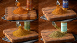 Grub Kicker assorted 4 pack includes: Wildflower Herbes De Provence, Appalachian All Purpose, Baja Fish Taco, Public House Sunday Roast. Premium