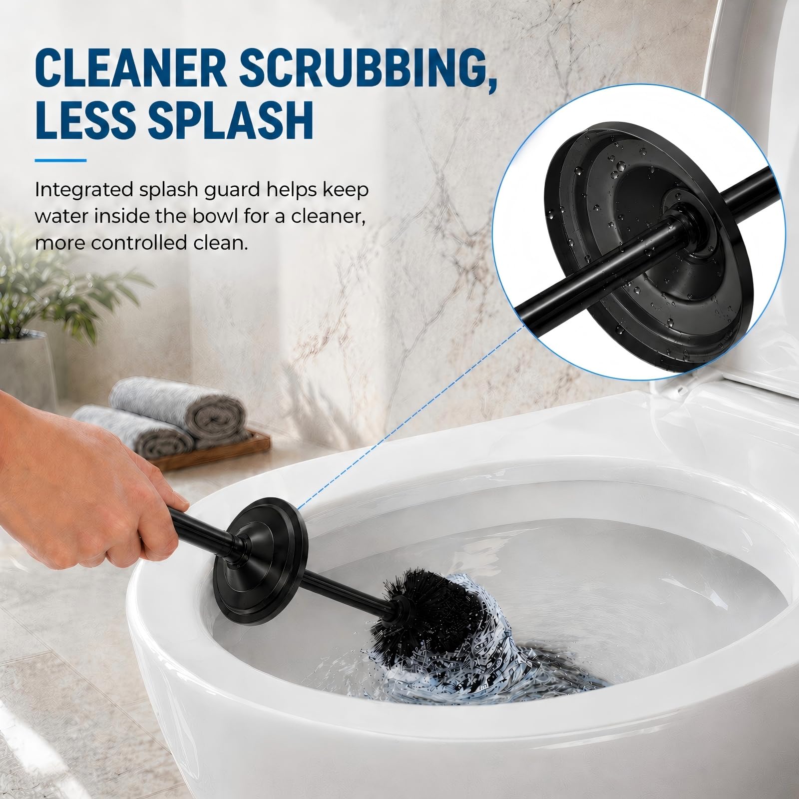 Black Toilet Brush and Holder Set?Extra Long Handled Toilet Bowl Brush and Holder?Stainless Steel Heavy Duty Toilet Brush for Bathroom,Deep Cleaning