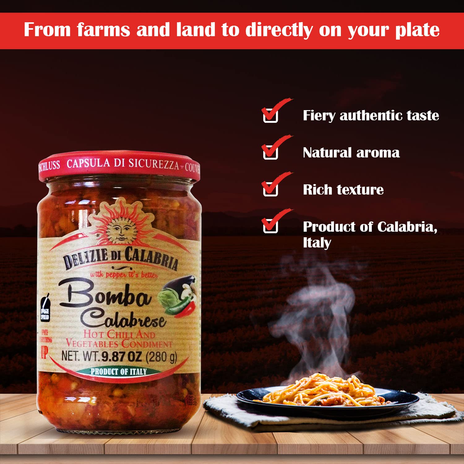 Bomba Calabrese Italian Hot Sauce Spread 9.87 oz - Pack of 2