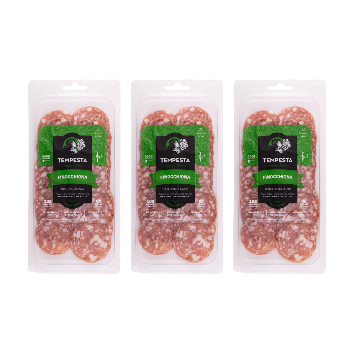 Tempesta FINOCCHIONA Fennel Pollen Salami, 3 OZ (Pack of 3)