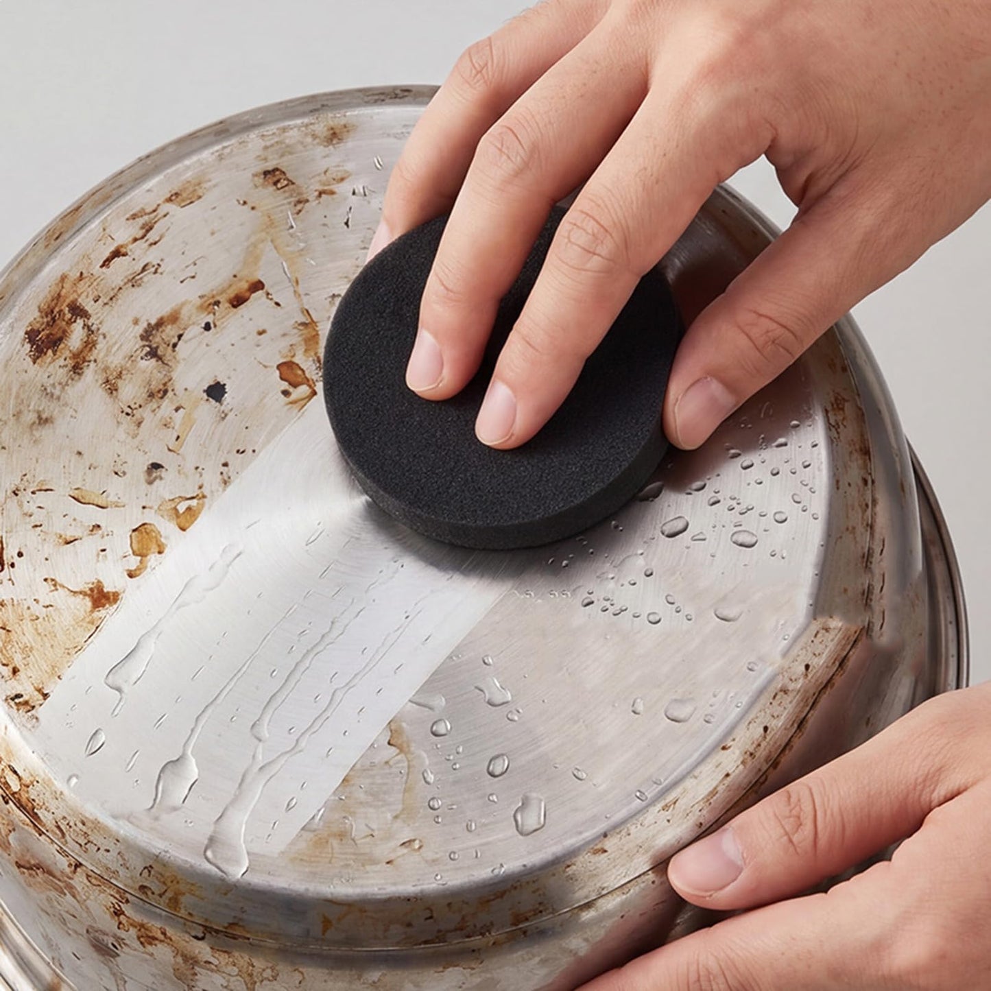 2PCS Steeli Sponge for Stainless Steel, Removes Burnt-On Stains, Suitable for Stainless Steel Surfaces, Leaves No Scratches, Reusable Steel Sponge
