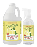Rebel Green Sparkling Glass Spray - Streak-Free Natural Glass Cleaner for Windows, Mirrors, and Surfaces - Peppermint & Lemon Scent - 80 oz - 2 Pack