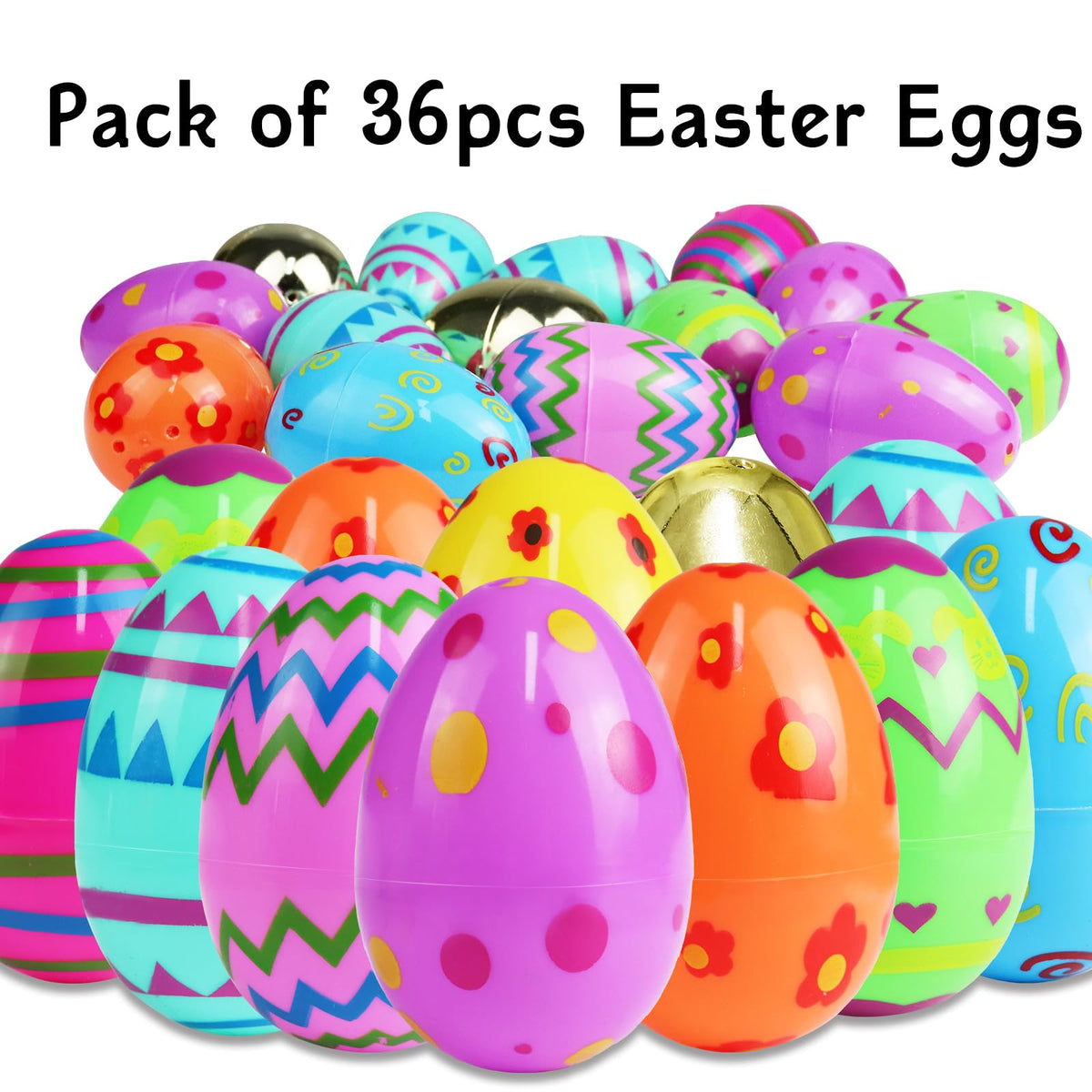 ANTDECOUS Fillable Easter Eggs, Plastic Easter Eggs, 36 Pack, 3.15"