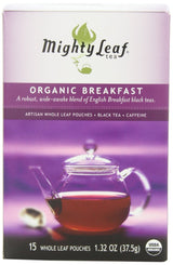 Mighty Leaf Breakfast Black Tea - (Packs of) Pouches - Premium Caffein - 45 Count Tea Pouches - Premium Black Tea with Rich Flavor - Individually