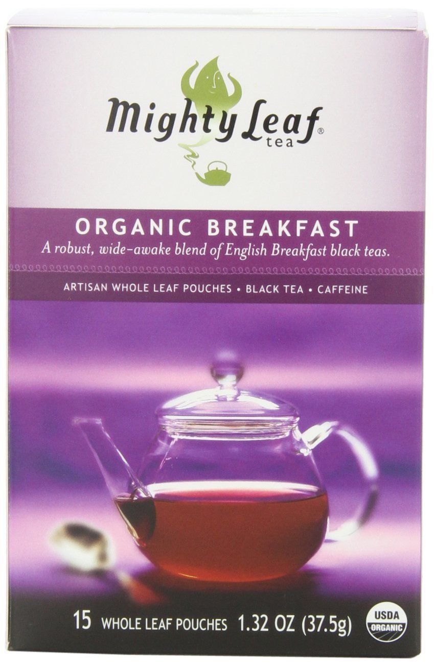 Mighty Leaf Breakfast Black Tea - (Packs of) Pouches - Premium Caffein - 45 Count Tea Pouches - Premium Black Tea with Rich Flavor - Individually