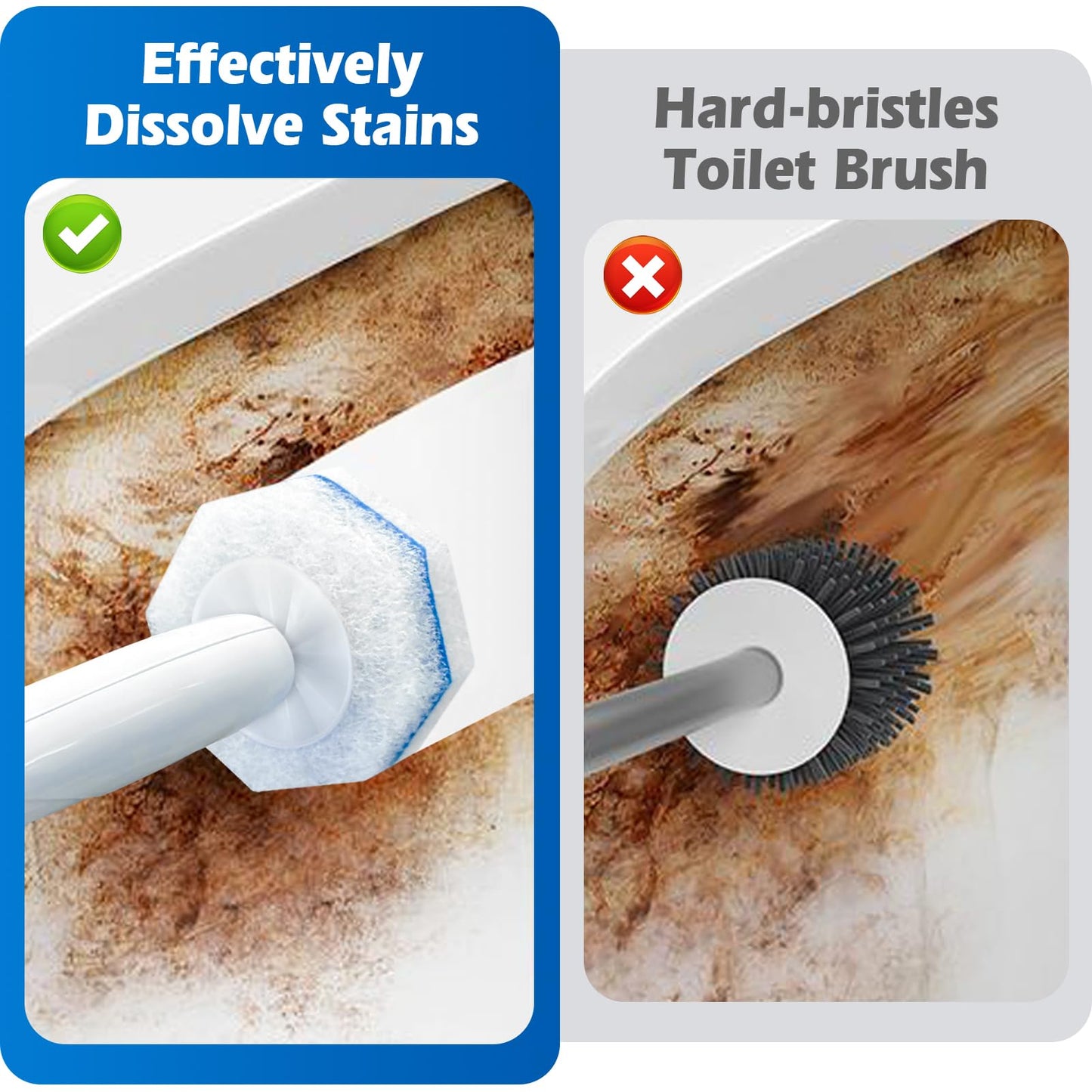 50 Count Disposable Toilet Wand Refills for Clorox, Upgraded Replacement Brush Heads Compatible With Most Toilet Wand Refill System - 5X Cleaning