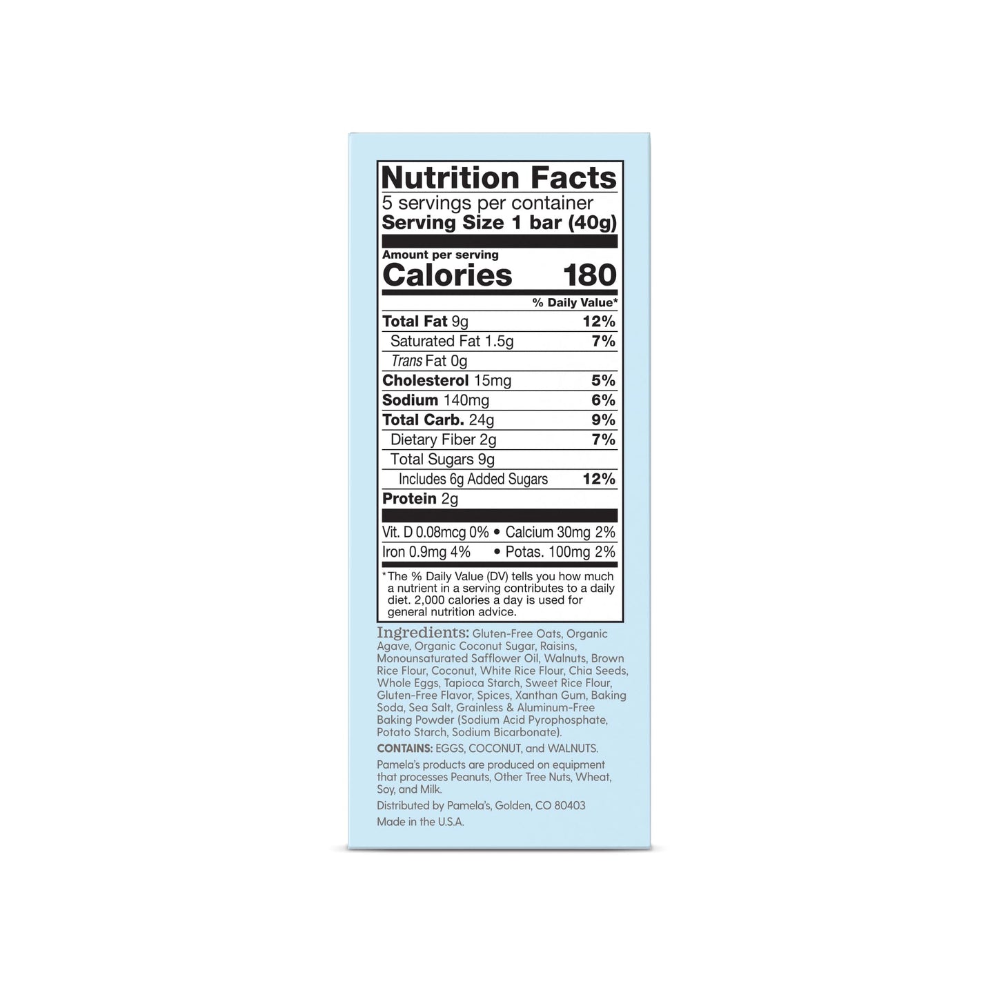 Pamela’s Whenever Bars for Breakfast and On-The-Go Snacks, Soft and Chewy Oat Bars, Dairy Free Gluten Free, Raisin Walnut and Spice, 7.05 Ounce (Pack