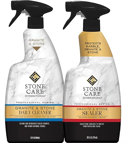 Stone Care International Daily Cleaner/Polish & Sealer Stone Care Kit for Granite, Quartz, Quartzite, Limestone Countertops - No residue, Superior