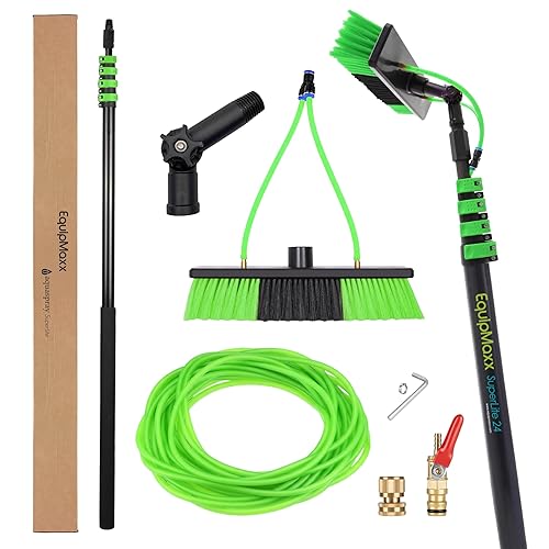 EquipMaxx Superlite Aluminum Water Fed Pole Kit Lightweight 24 Feet - Outdoor Window Cleaner Window Glass Solar Panel Cleaning System, Washing