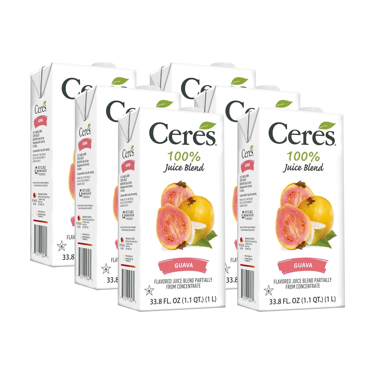 Ceres 100% Pure Fruit Juice Blend - Delicious Guava - Rich in Vitamin C, No Preservatives, Cholesterol Free, Gluten Free 33.8 FL OZ (Pack of 6)