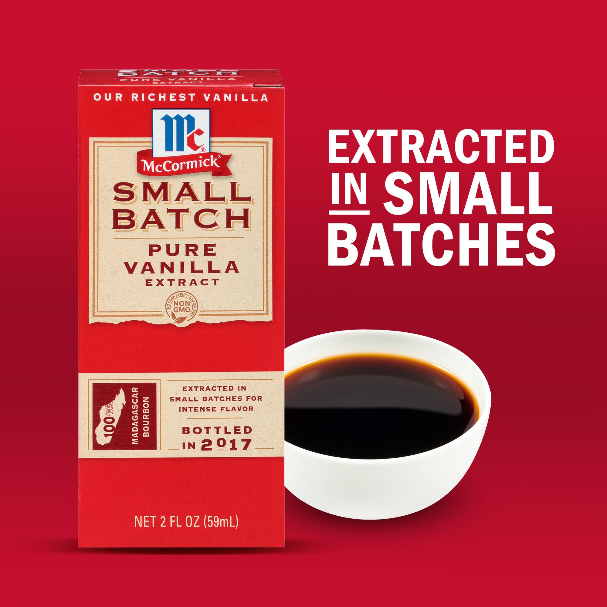 McCormick Vanilla Extract, Pure, Small Batch, No Corn Syrup, Gluten Free, Kosher, Bold, Made From Beans Harvested in Madagascar, Extracted in Small