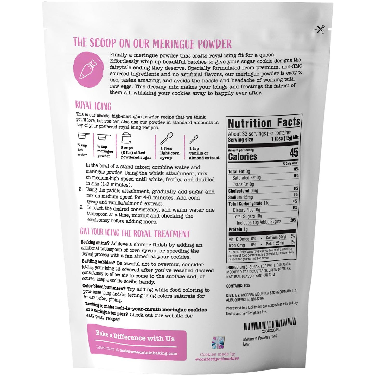 Meringue Powder (14oz) For Royal Icing, Premium Quality, High Egg White Formula, Create Incredible Royal Icing or Frosting for Sugar Cookies