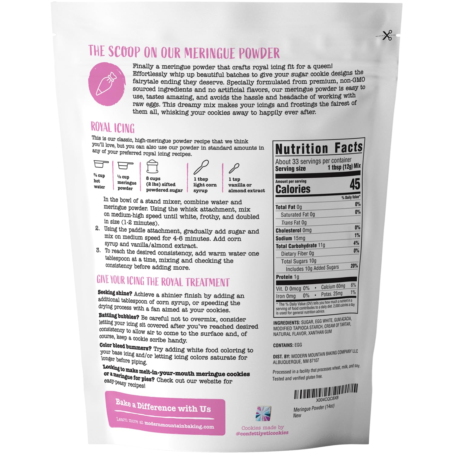 Meringue Powder (14oz) For Royal Icing, Premium Quality, High Egg White Formula, Create Incredible Royal Icing or Frosting for Sugar Cookies