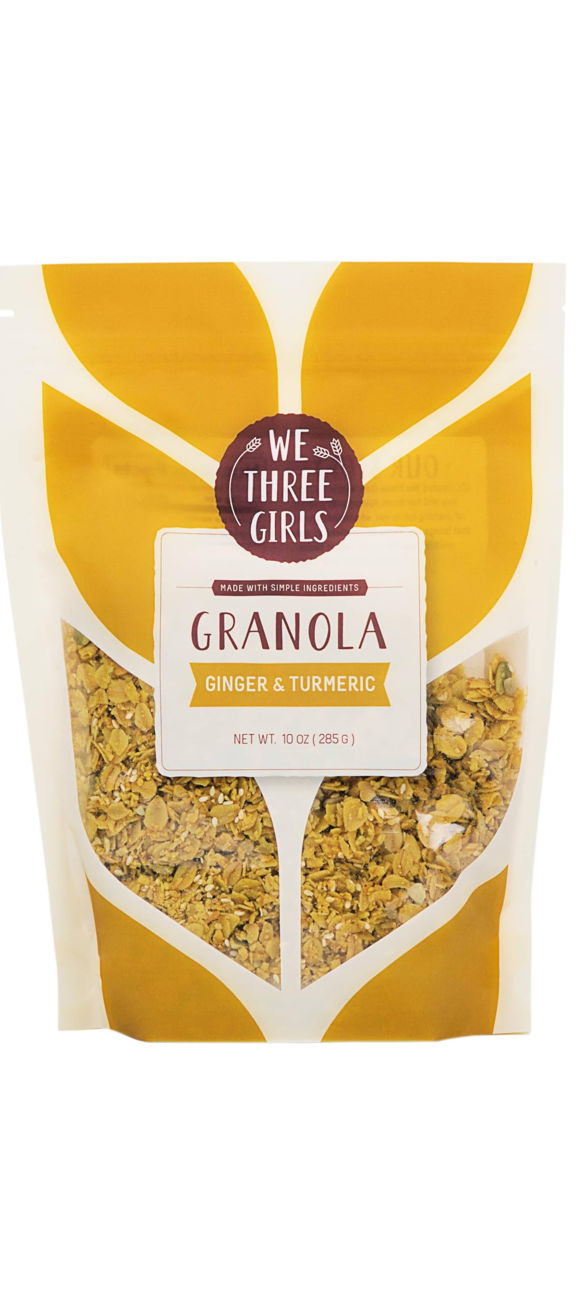 We Three Girls Granola - Ginger & Turmeric (10 Ounce) | Small Batch Vegan Granola | Gluten Free Snack | Made in USA |