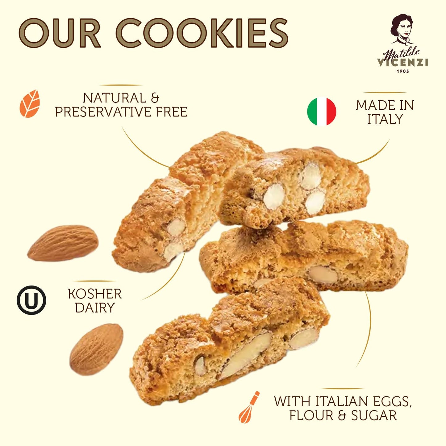 Vicenzi Cantuccini Biscotti, 7.93-Ounce Bags