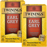 Twinings Earl Grey Tea 2-Pack - A Bright and Zesty Black Tea Infused with Citrus Bergamot Flavours, Caffeinated Tea Bags, Individually Wrapped, 20