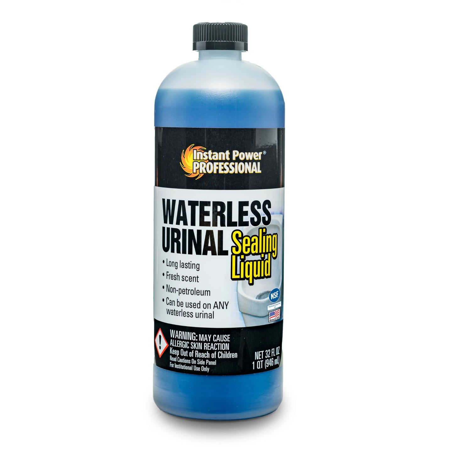 Instant Power Professional Waterless Urinal Sealing Liquid - Urine Remover for Stains and Odors, Urine Deordorizer, Bathroom Cleaning Supplies - 32 Fl