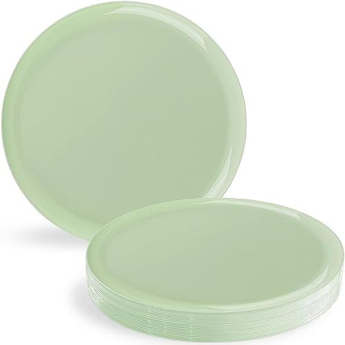 Blue Sky Edge Collection Mint Green Disposable Plastic Plates 6.3" - 10 Count, Stylish & Sturdy Disposable Dinnerware for Parties, Events
