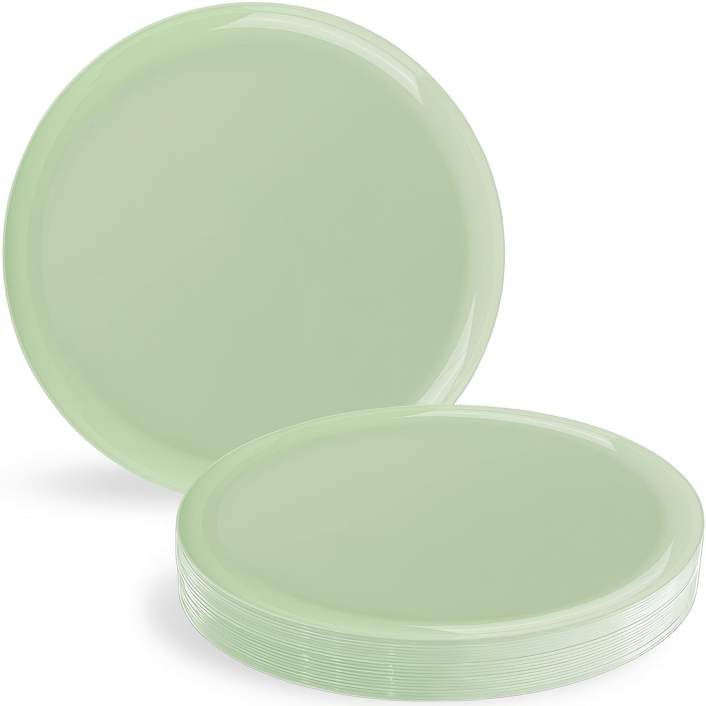 Blue Sky Edge Collection Mint Green Disposable Plastic Plates 6.3" - 10 Count, Stylish & Sturdy Disposable Dinnerware for Parties, Events